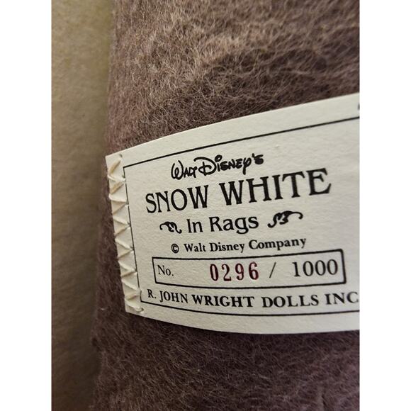 R John Wright Disney Snow White In Rags Princess 0296/1000 Felt Doll Vintage Box - Picture 2 of 16